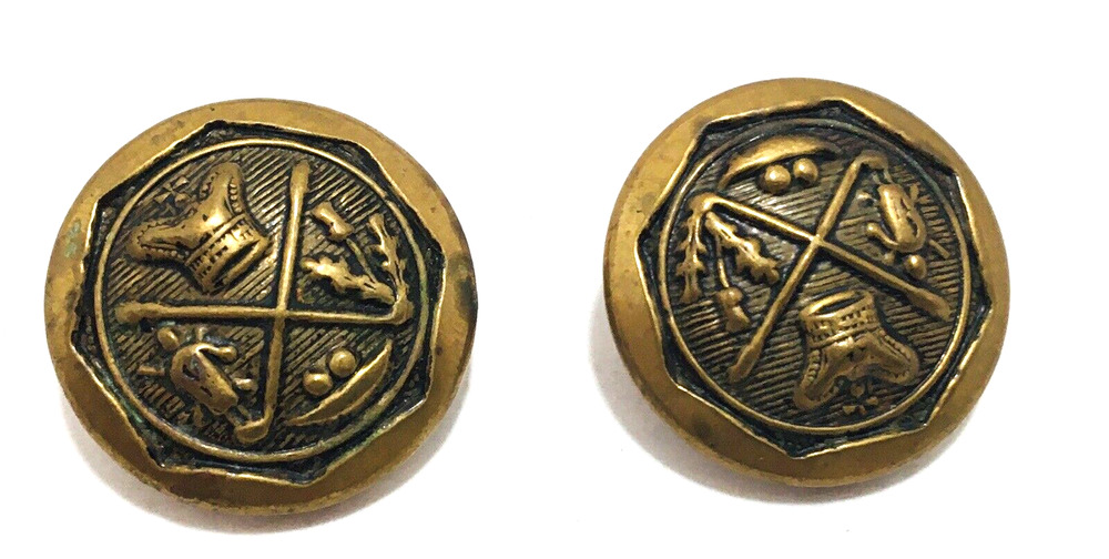Interesting Brass Color BUTTONS, Vintage DESIGN Unique Rare Unknown Origin